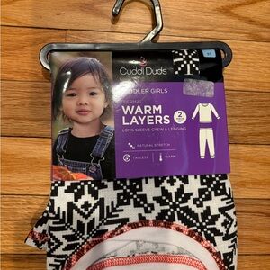 Cuddl Duds Kids Thermal Set - Black and White with Red Accents